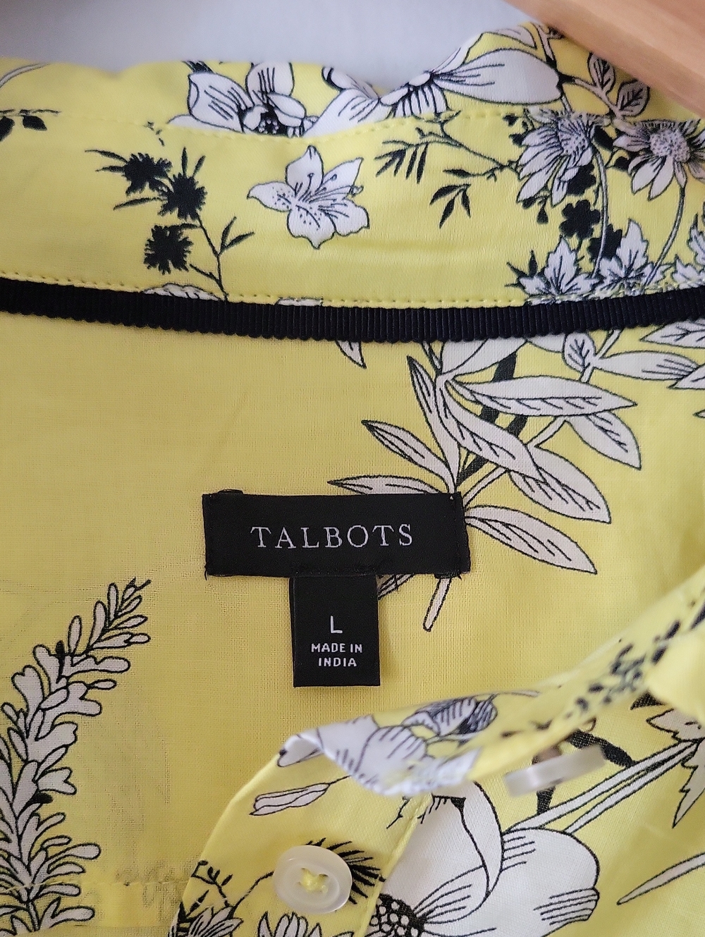 Talbots Yellow Floral Button-Up Blouse - Picture 3 of 5